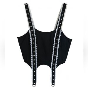 Hot Topic Black Lace and Grommet Cropped Top Size XL